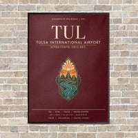 Thumbnail for Tulsa International Airport TUL vertical canvas print - framed - dark red background