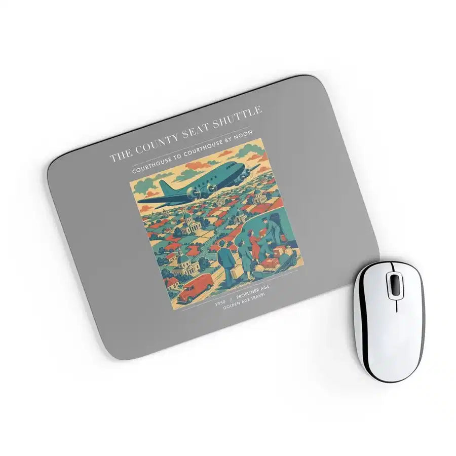VINTAGE G4388 - The County Seat Shuttle - Designed Mouse Pads design on gray rectangle