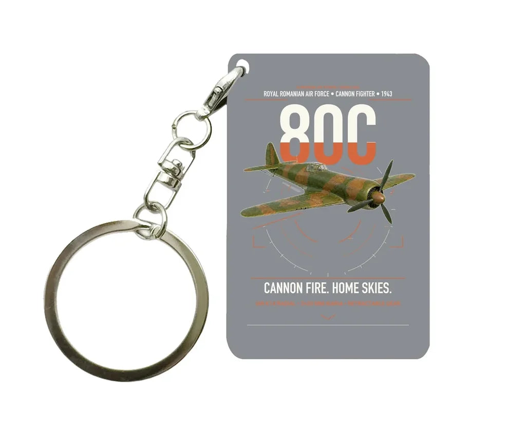 IAR 80C design on gray designed key chain, double-side print