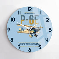 Thumbnail for Curtiss P-6E Hawk design on light blue no frame wall clock
