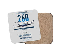 Thumbnail for Beechcraft King Air 260 design on light gray 1 piece coaster