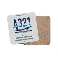 Thumbnail for Airbus A321P2F design on light gray 1 piece coaster
