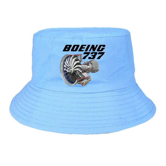 Boeing 737+Text & CFM LEAP-1 Engine summer hat - light blue