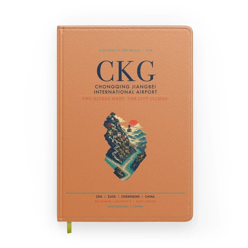 Chongqing Jiangbei International Airport (CKG) design on orange notebook
