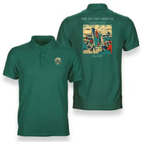 Thumbnail for VINTAGE G4121 - The Jet Set Arrival - Double-Side Polo T-Shirt design on green
