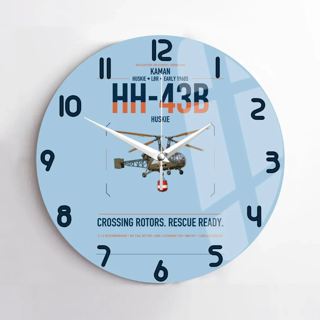 Kaman HH-43B Huskie design on light blue no frame wall clock