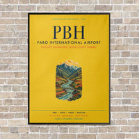 Thumbnail for Paro International Airport PBH vertical canvas print - framed - yellow background