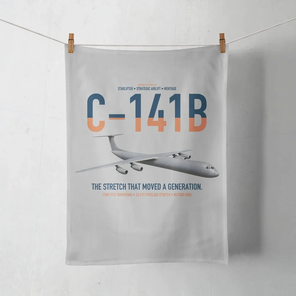 C-141B Starlifter design on light gray towel