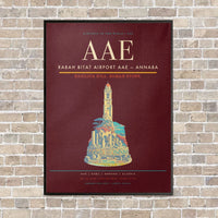 Thumbnail for Rabah Bitat Airport AAE — Annaba vertical canvas print - framed - dark red background