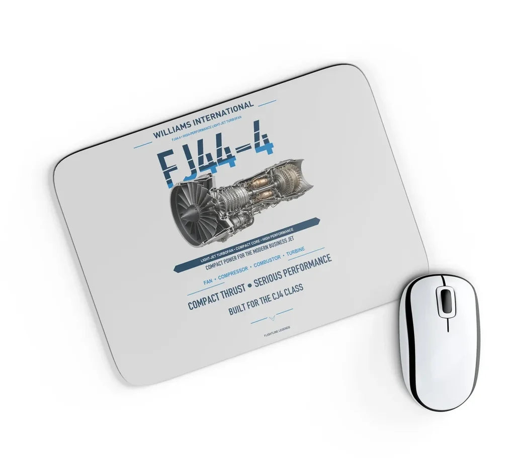 FJ44-4 design on light gray rectangle mouse pad