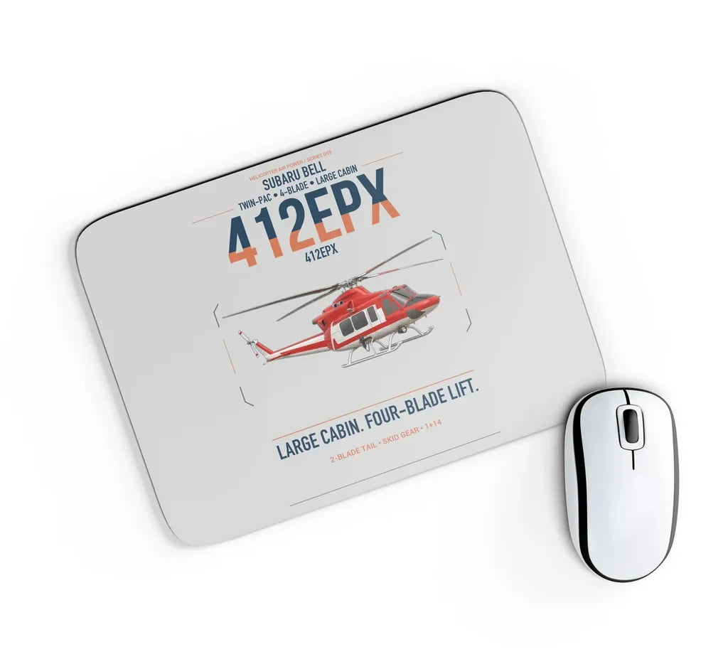 SUBARU Bell 412EPX design on light gray rectangle mouse pad