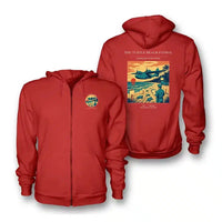 Thumbnail for VINTAGE G4443 - The Turtle Beach Patrol - Premium Zipped Hoodie design on red