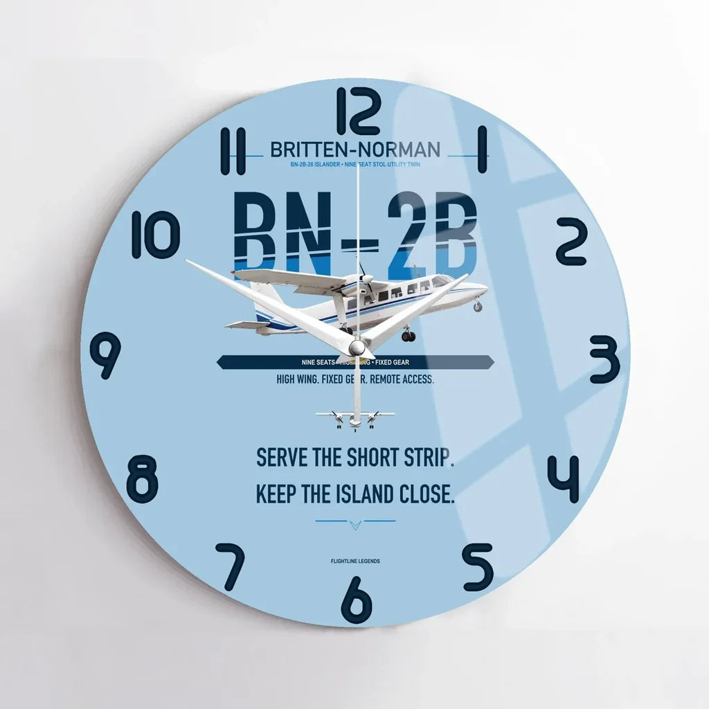 Britten-Norman BN-2B-26 Islander design on light blue no frame wall clock