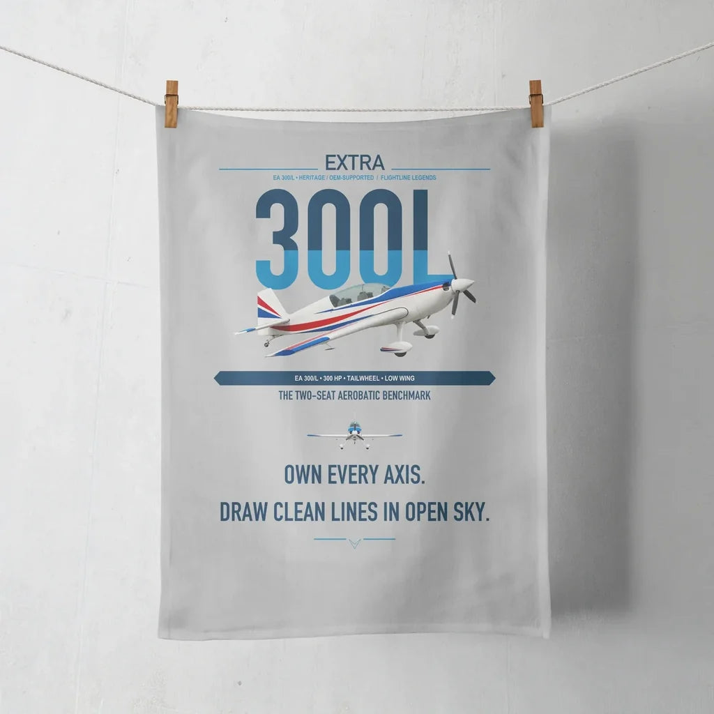 Extra 300L design on light gray towel