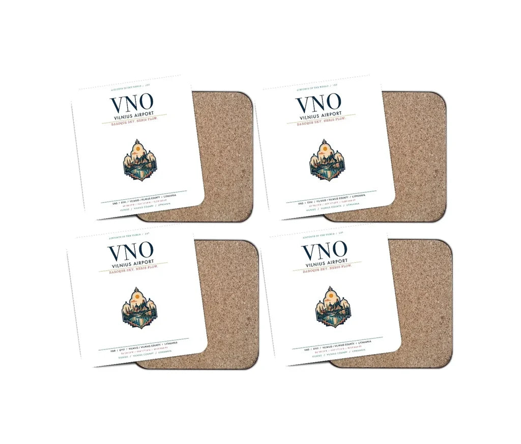 Vilnius Airport (VNO) design on white 4 pieces set coaster