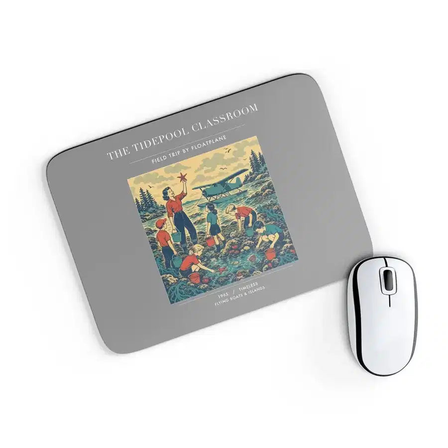 VINTAGE G4366 - The Tidepool Classroom - Designed Mouse Pads design on gray rectangle