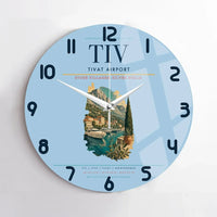 Thumbnail for Tivat Airport (TIV) design on light blue no frame wall clock