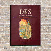Thumbnail for Dresden Airport DRS vertical canvas print - framed - dark red background