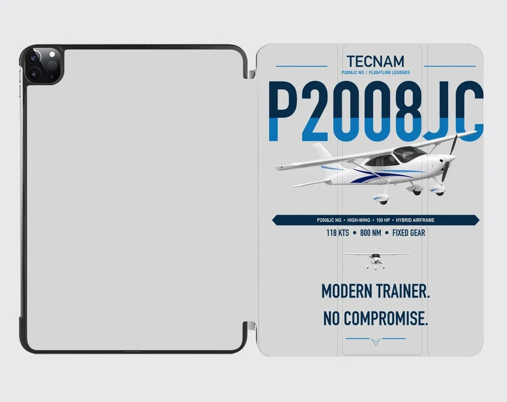 Tecnam P2008JC NG design on light gray ipad tablet case