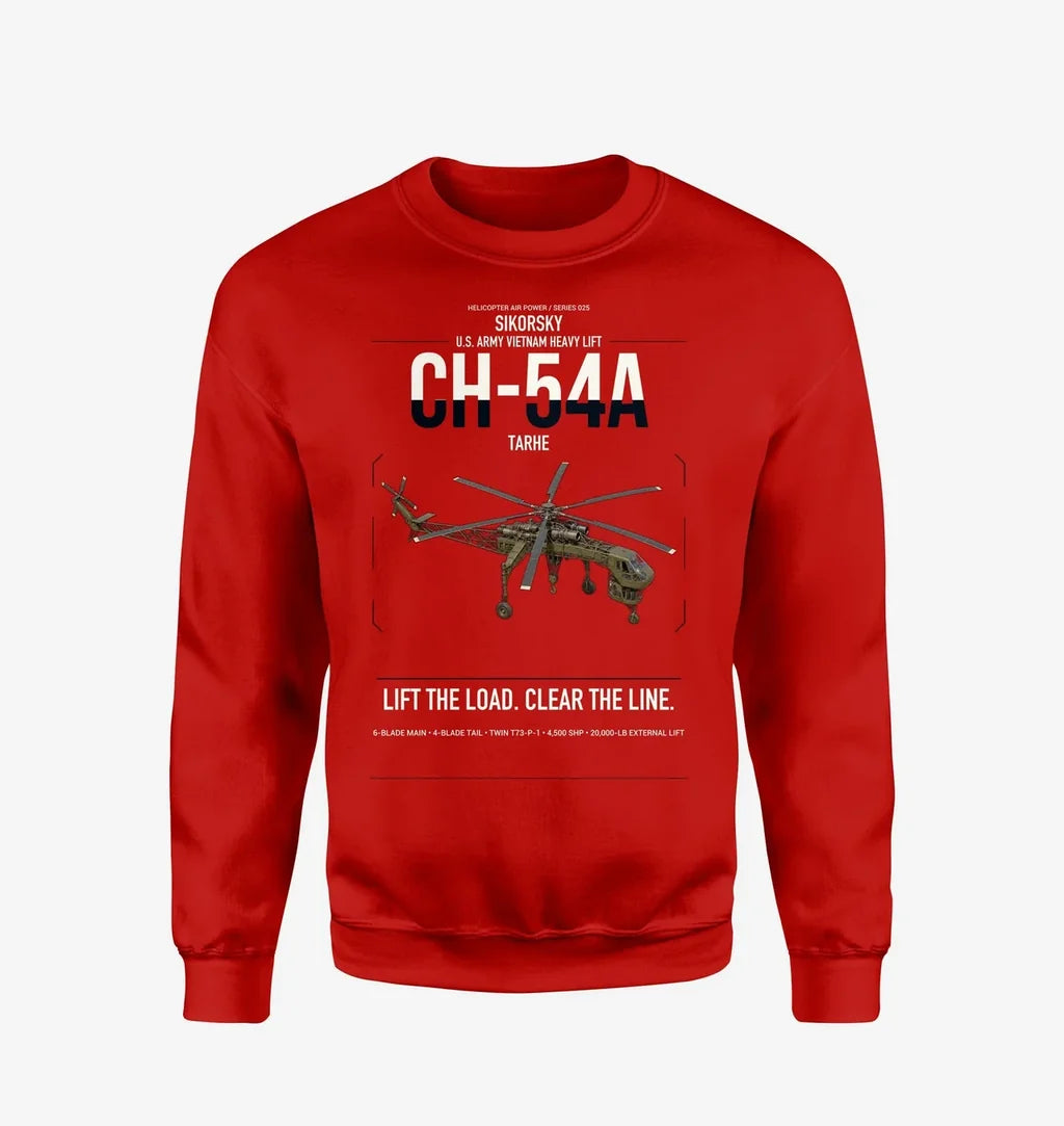 Sikorsky CH-54A Tarhe design on red sweatshirt