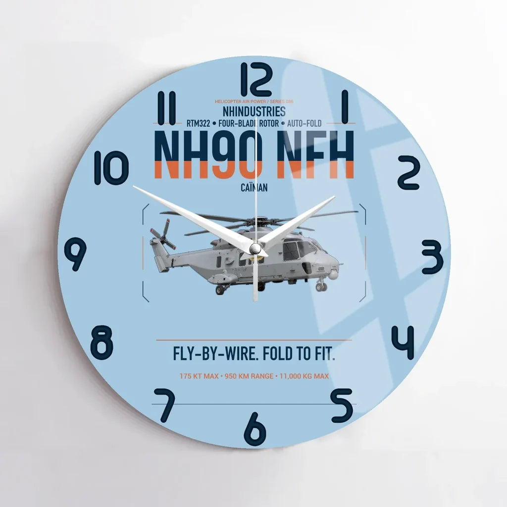 NHIndustries NH90 NFH Caïman design on light blue no frame wall clock