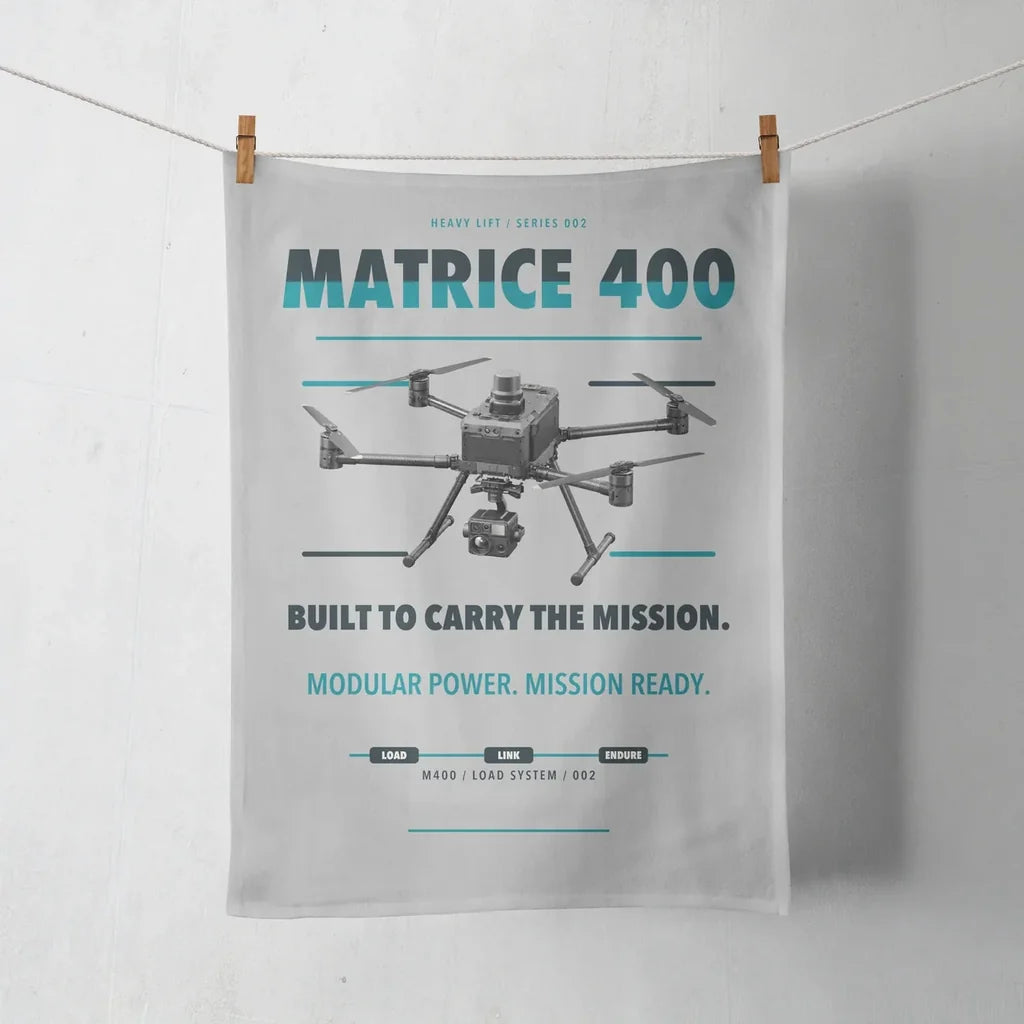 DJI Matrice 400 design on light gray towel