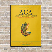 Thumbnail for Agadir Al Massira Airport AGA vertical canvas print - framed - yellow background