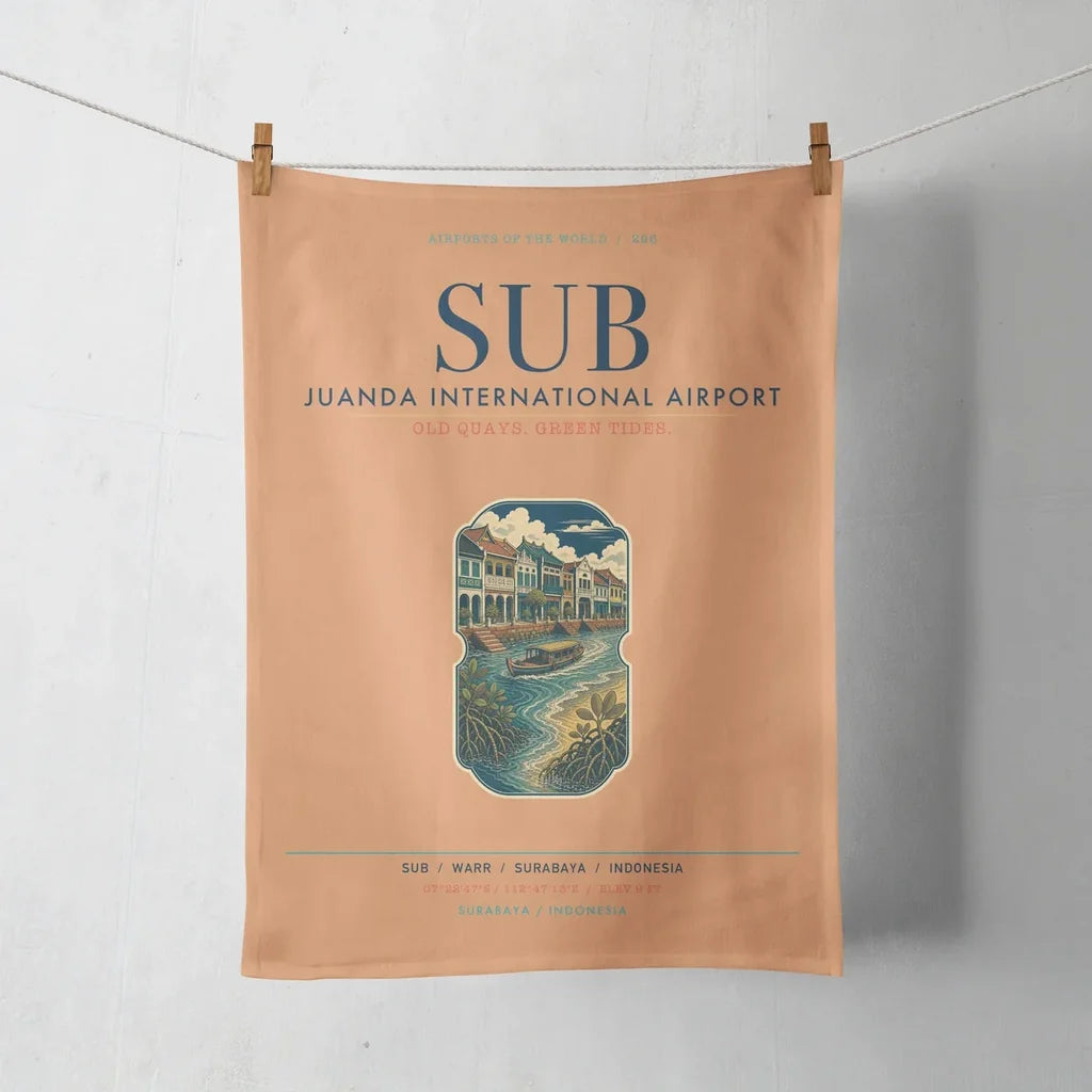 Juanda International Airport Surabaya (SUB) design on orange towel