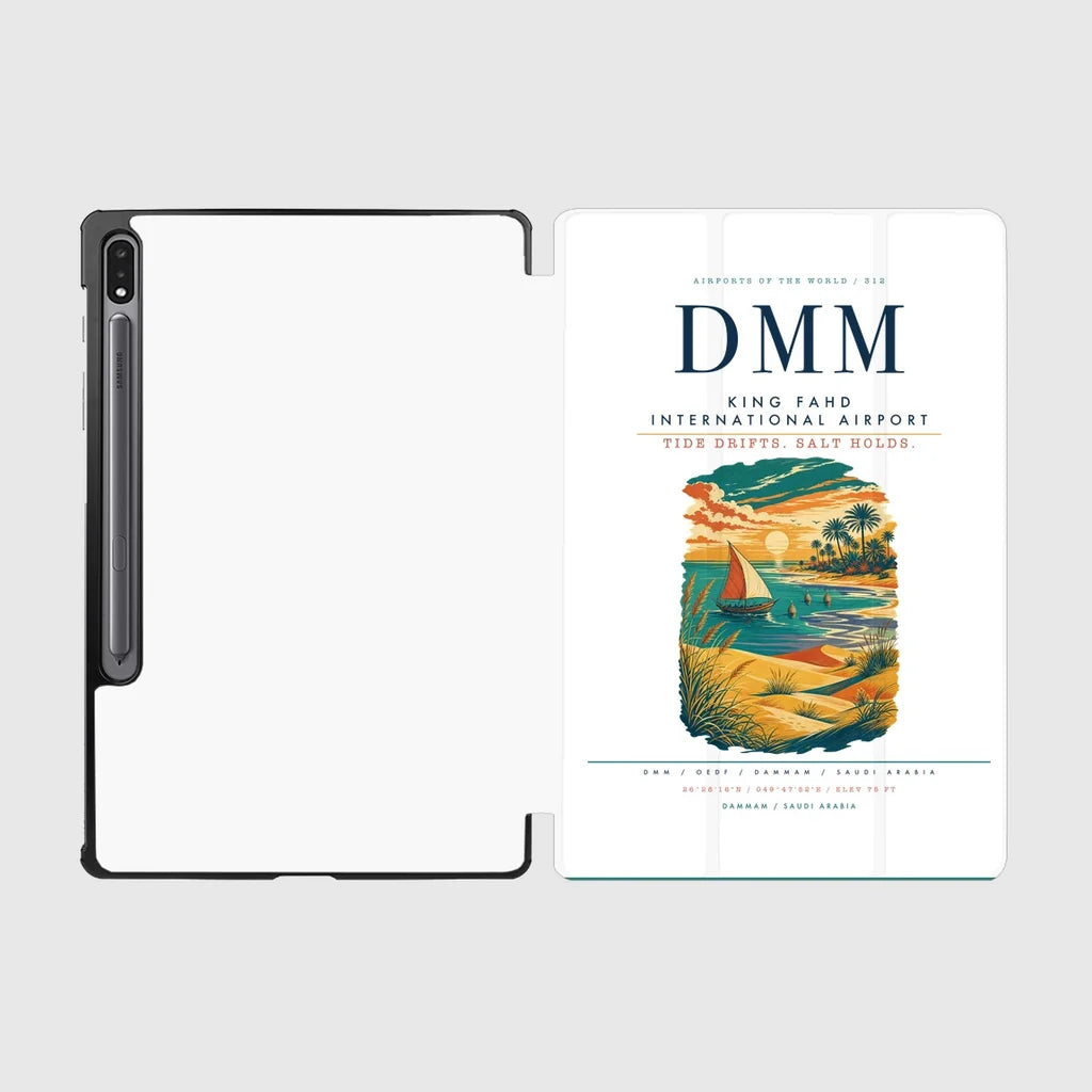 King Fahd International Airport (DMM) design on white samsung tablet tablet case