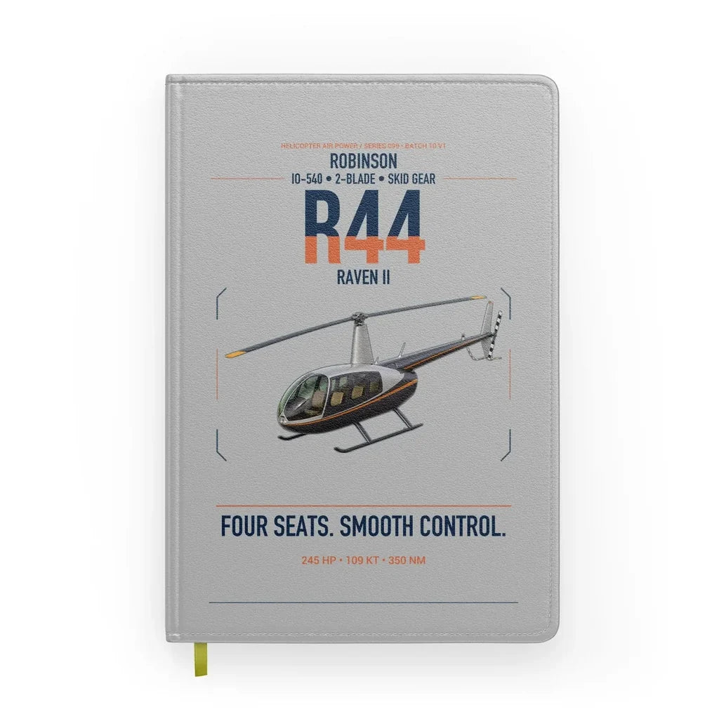 Robinson R44 Raven II design on light gray notebook