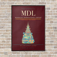 Thumbnail for Mandalay International Airport MDL vertical canvas print - framed - dark red background