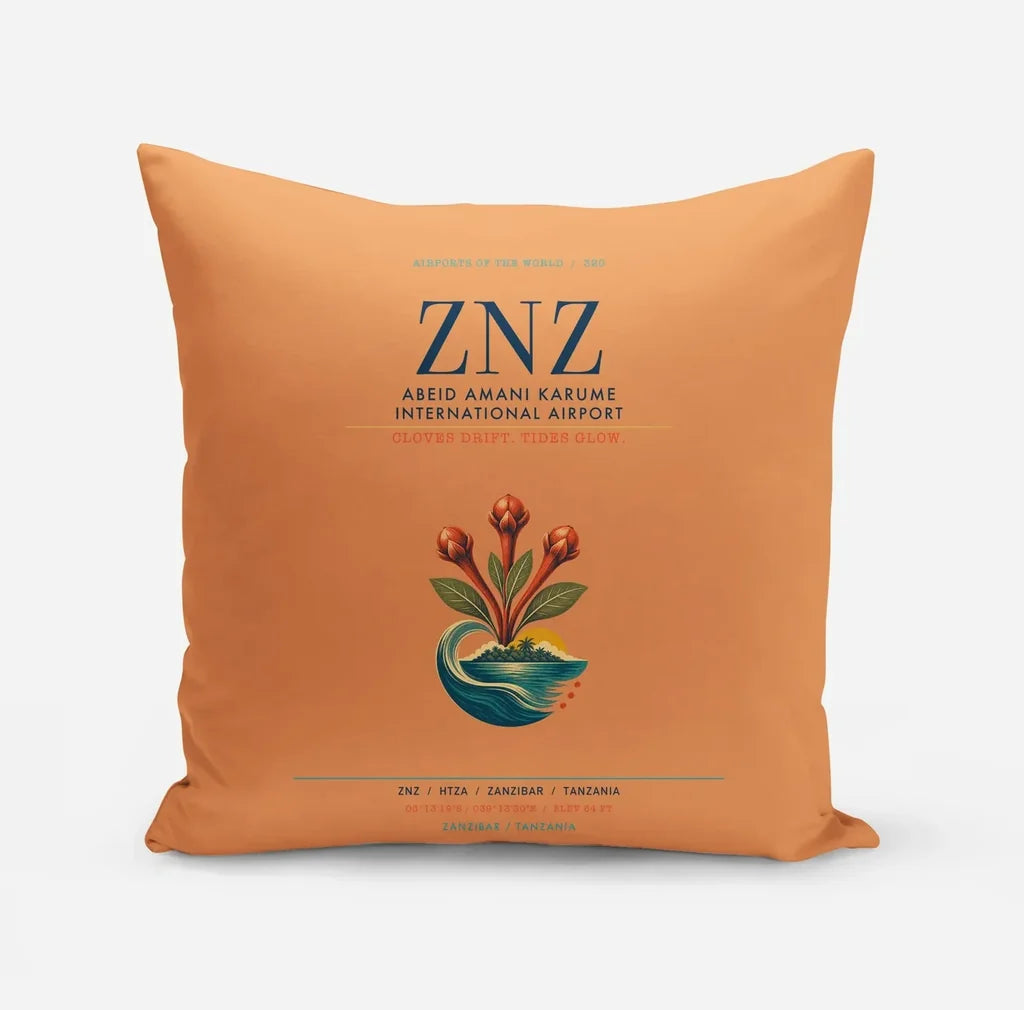 Abeid Amani Karume International Airport (ZNZ) design on orange pillow