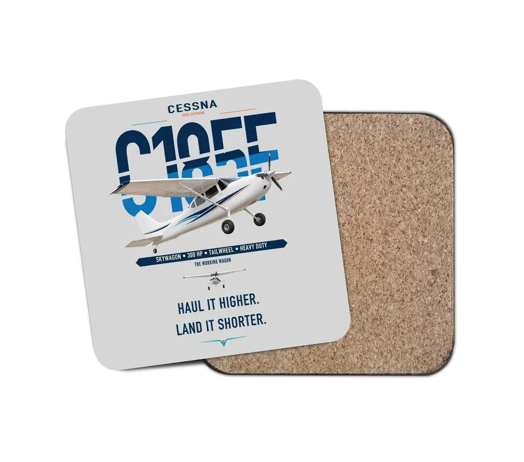 Cessna A185F Skywagon design on light gray 1 piece coaster