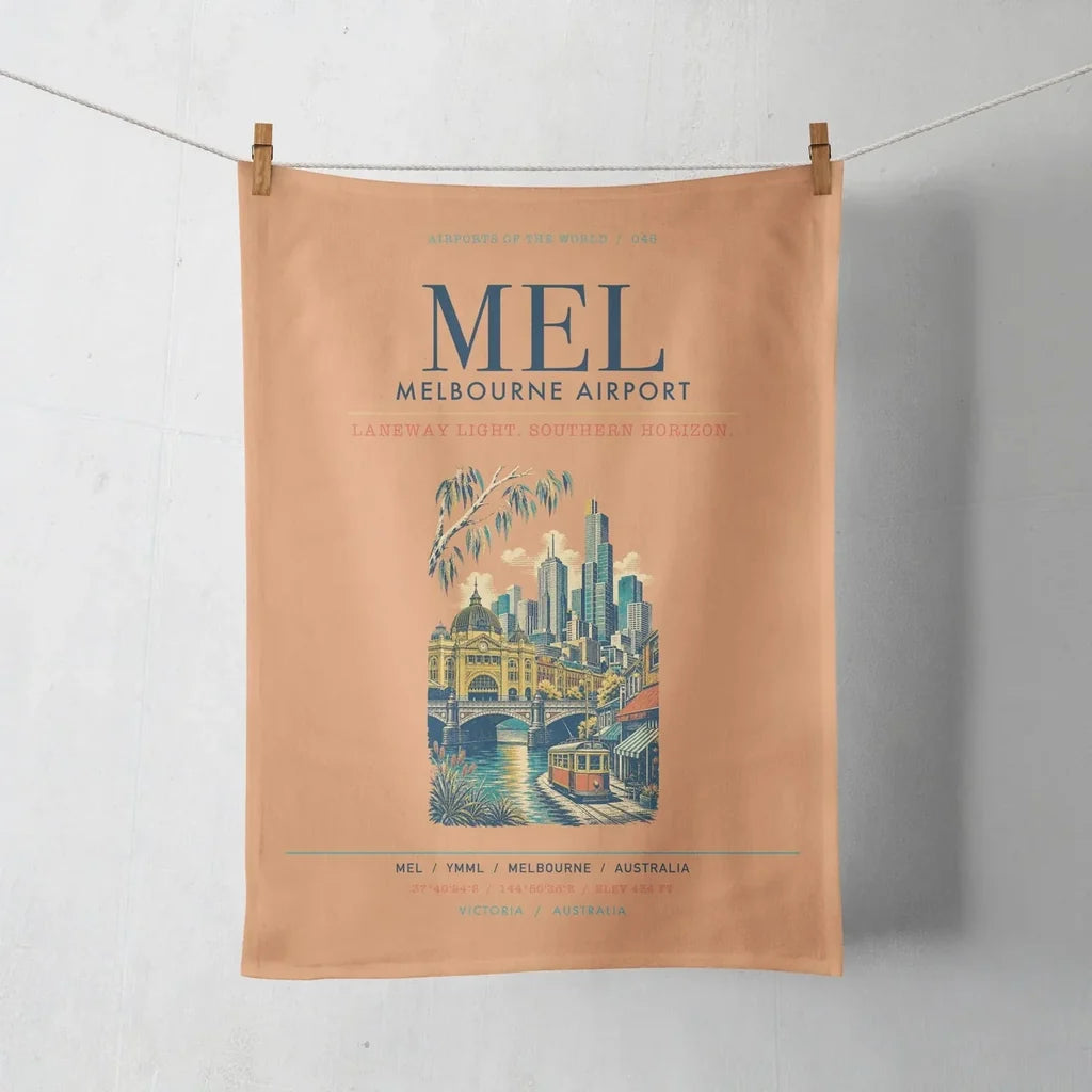 Melbourne Airport (MEL) design on orange towel