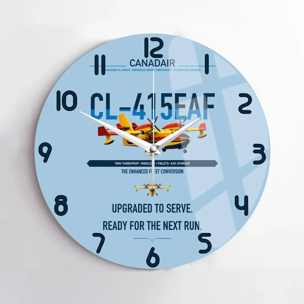 Canadair CL-415EAF design on light blue no frame wall clock