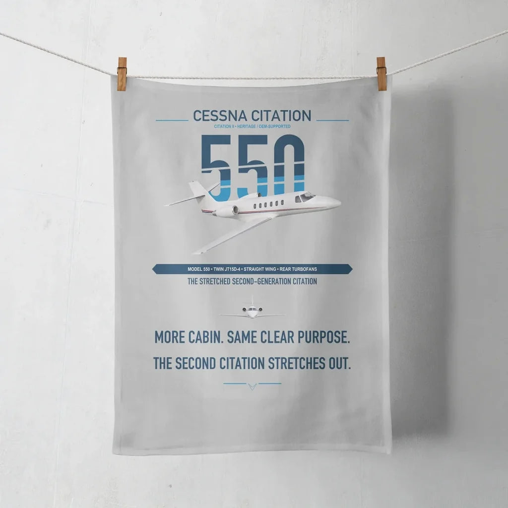 Cessna Citation 550 - Citation II design on light gray towel