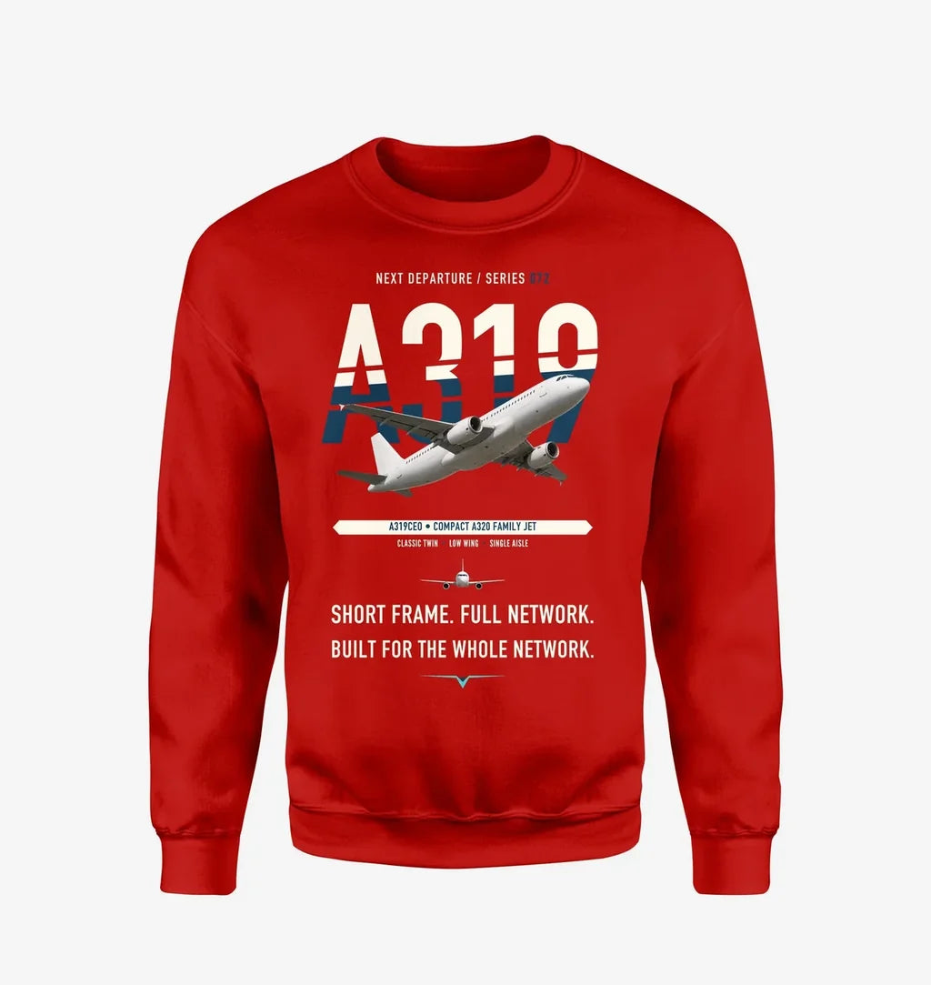 Airbus A319ceo design on red sweatshirt