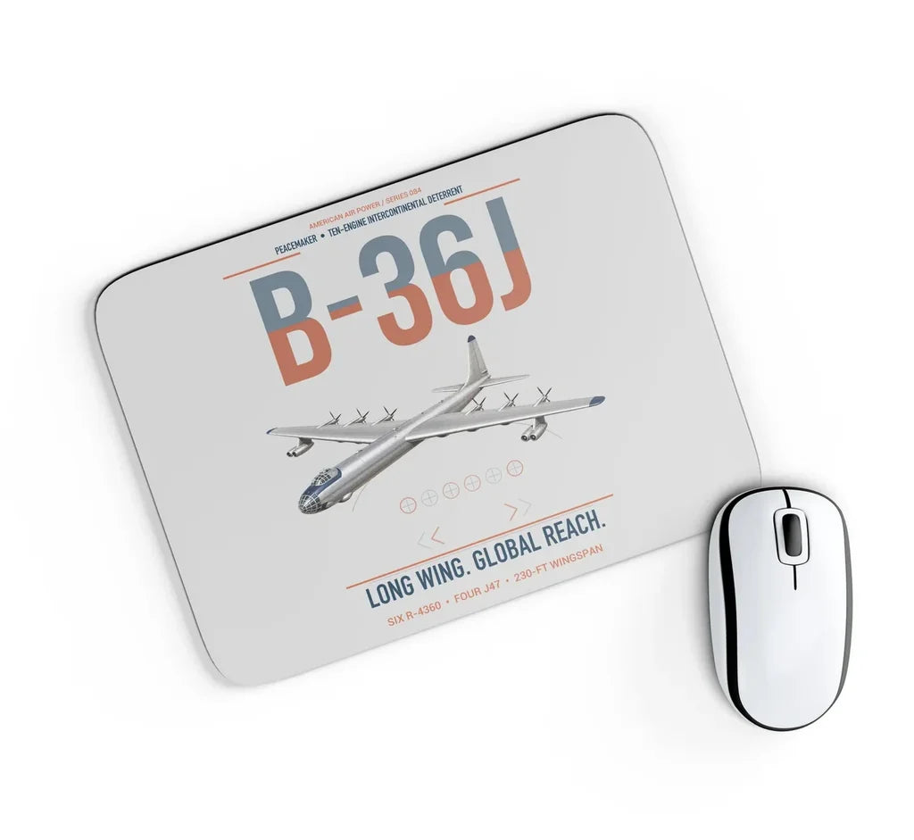 B-36J Peacemaker design on light gray rectangle mouse pad