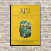 Thumbnail for Luis Muñoz Marín International Airport San Juan SJU vertical canvas print - framed - yellow background