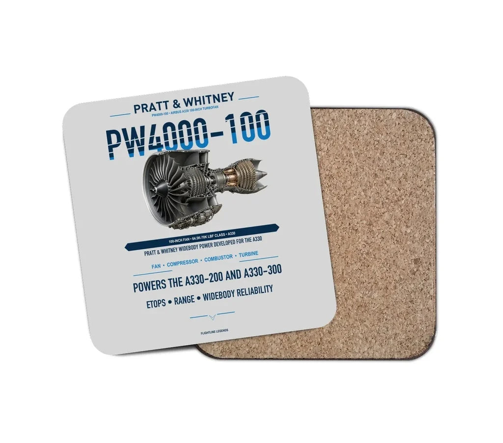 PW4000-100 design on light gray 1 piece coaster