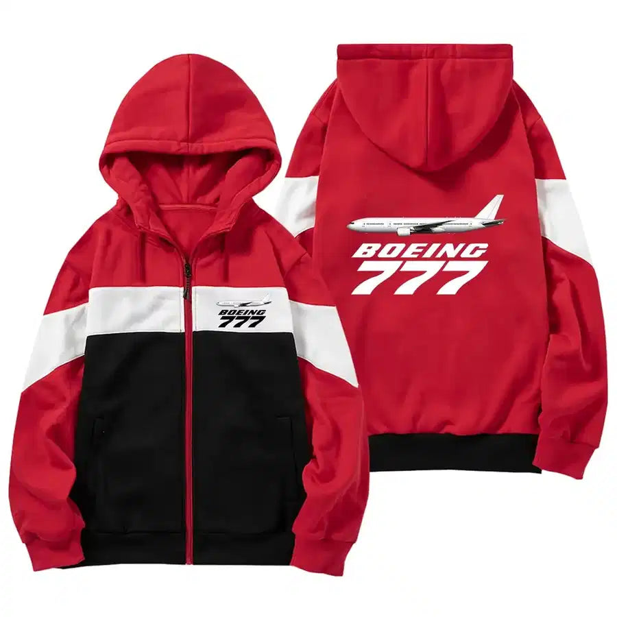 The Boeing 777 Zipped Hoodie - Colourful - Red