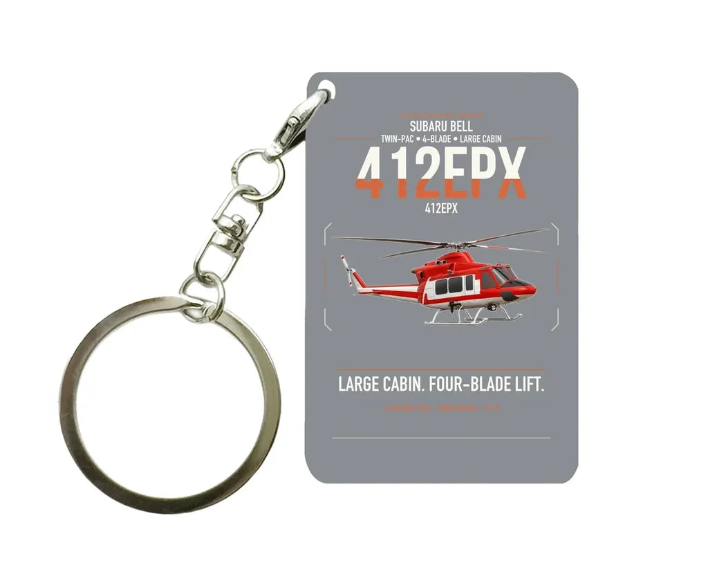 SUBARU Bell 412EPX design on gray designed key chain, double-side print