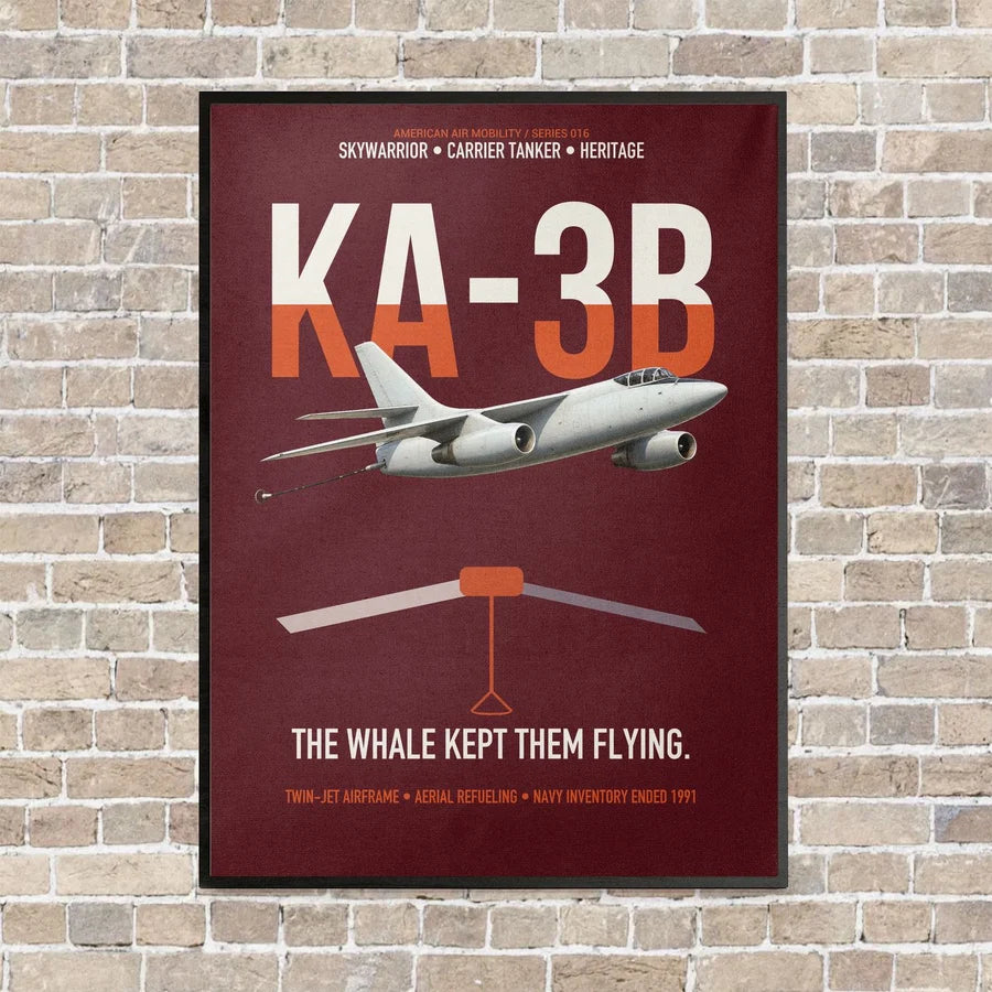 KA-3B Skywarrior vertical canvas print - framed - dark red background