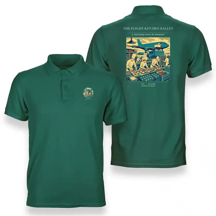 VINTAGE G4374 - The Flight Kitchen Ballet - Double-Side Polo T-Shirt design on green