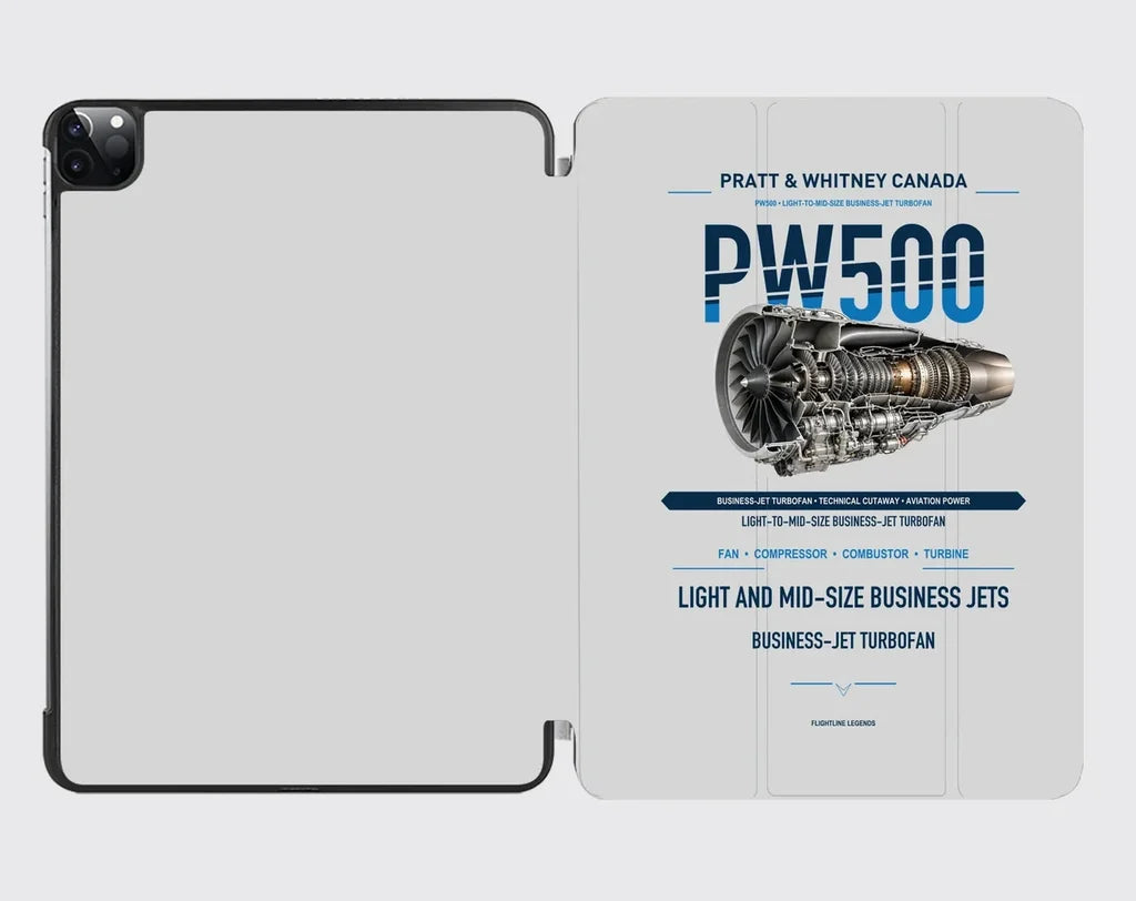 PW500 design on light gray ipad tablet case
