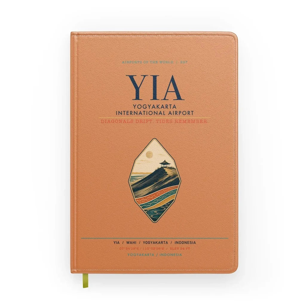 Yogyakarta International Airport (YIA) design on orange notebook