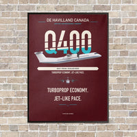 Thumbnail for De Havilland Dash 8-400 vertical canvas print - framed - dark red background