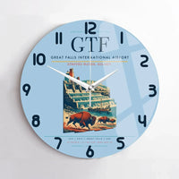 Thumbnail for Great Falls International Airport (GTF) design on light blue no frame wall clock