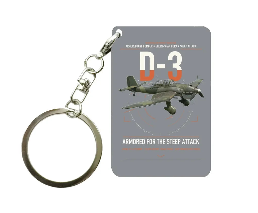 Junkers Ju 87D-3 design on gray designed key chain, double-side print