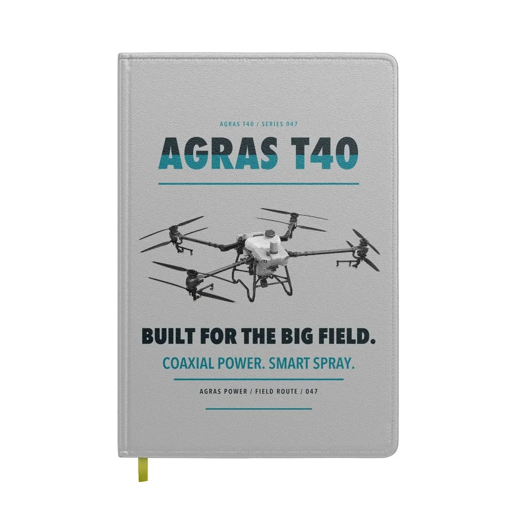 DJI Agras T40 design on light gray notebook